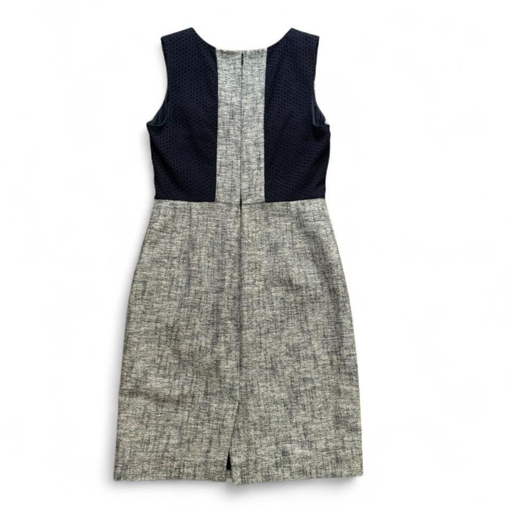 J.Crew 6 petite gray and navy blue sleeveless textured tweed v-neck shift dress - Picture 5 of 6